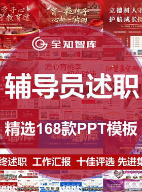 大学辅导员工作述职报告高级感红色大气ppt模板十佳评选先进集体