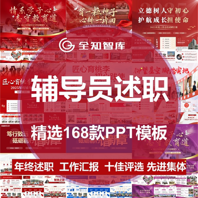 大学辅导员工作述职报告高级感红色大气ppt模板十佳评选先进集体