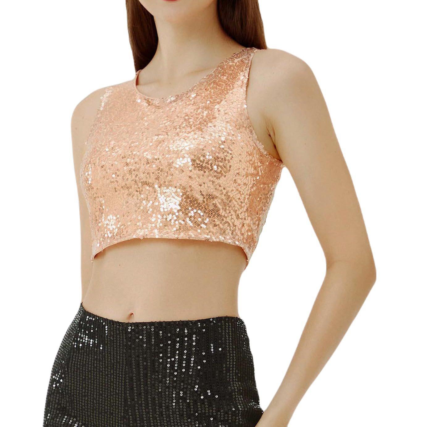 women camis sequined sparkle tee shiny sling ladies vest