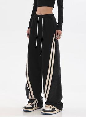 women stitching wide leg loose waist hiking pants women