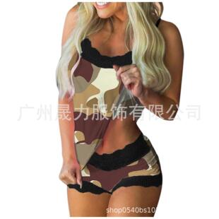 two piece home clothes women lace camouflage Fashion casual