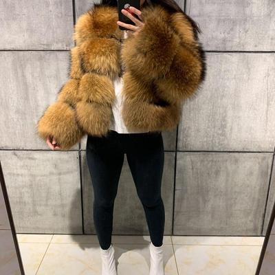 luxury fur coat women winter outerwear jacket long warm