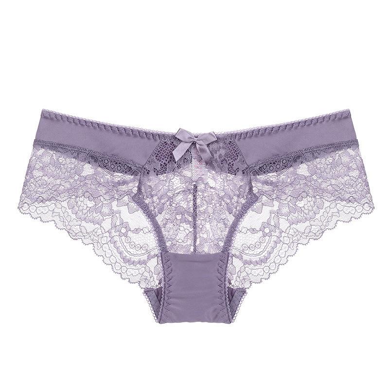 Womens Transparent Low Panties Mesh Thin Crotch Lace Briefs