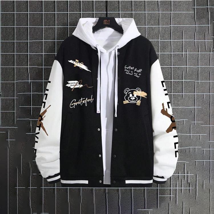 Mens Baseball Jacket Spring High Street Handsome Teenager