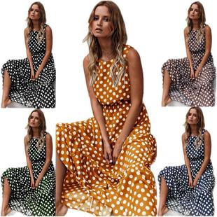 Fashion dress polka round vest Polka neck dot