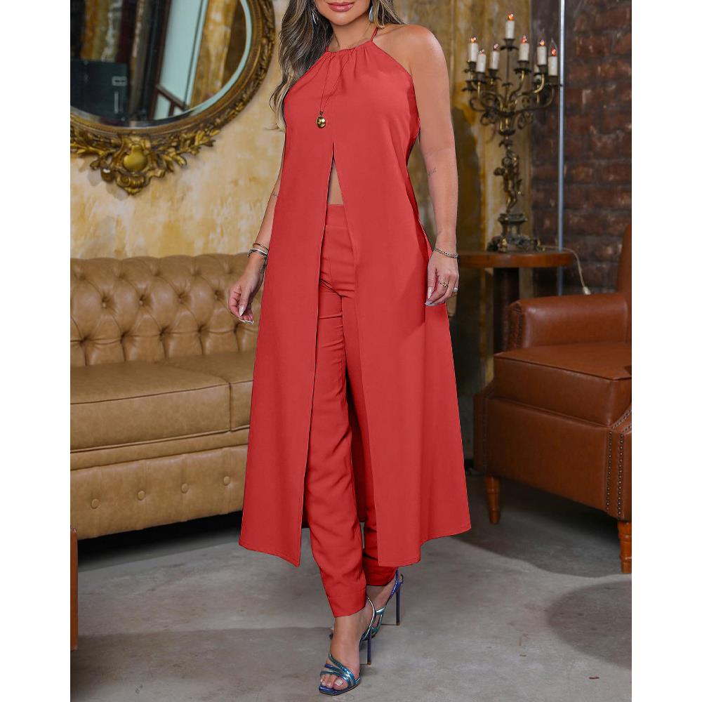 women for suit pants waist high top loose backless color