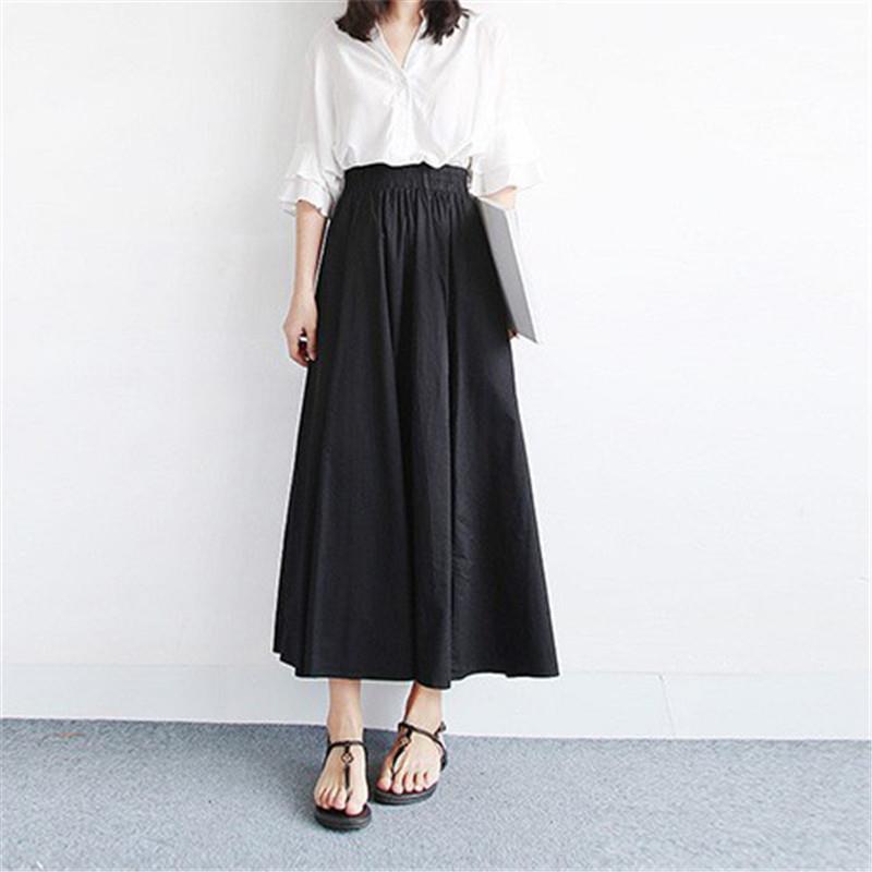 Womens skirt color waist size elastic long plus A-line