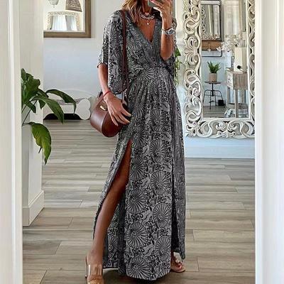 clothes dress beach lady bohemian patchwork dress-up hem