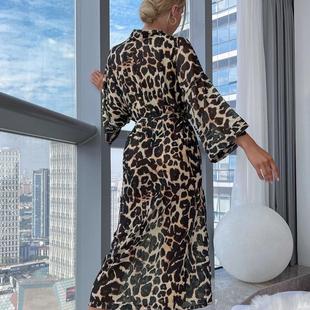 neck nightdress nightgown print leopard