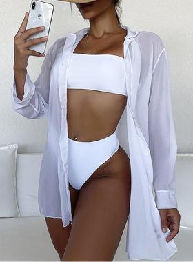 Beach outerwear long leopard sun chiffon fabric sleeve