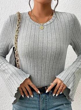 elegant neck autumn casual winter commuter -shirt new crew