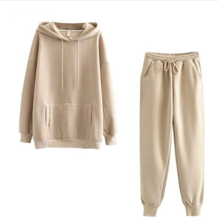 and sweatshirt velvet two-piece top plus suit Hooded