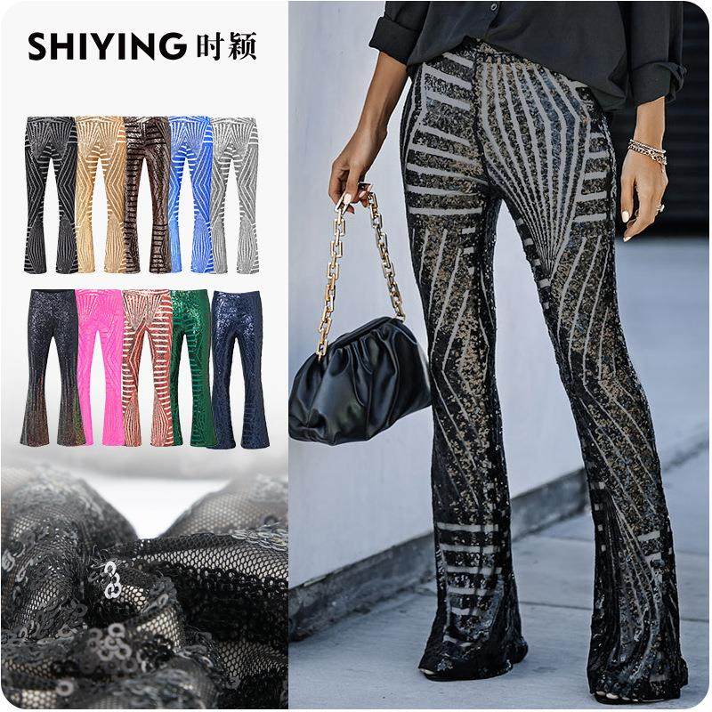 sequin bell-bottom flare shiny sparkly club party clubwear