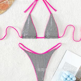 color lace swimsuit contrast sexy backless