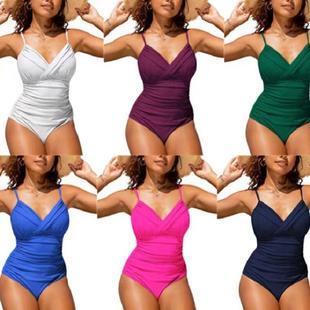 solid slim women swimsuit Simple deep piece bikini one