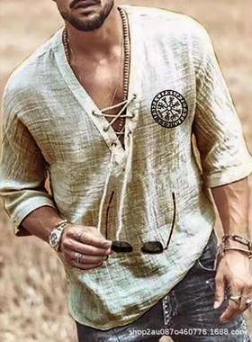 Mens chest tie cornrow sleeve T-shirt