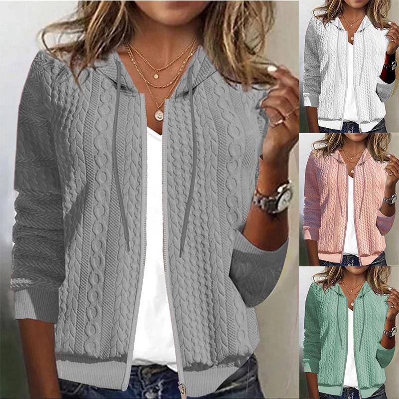 women for sweatshirt sleeve long loose zipper hooded color