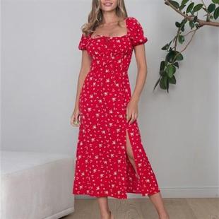 cottagecore casual split low chest dresses missnight summer