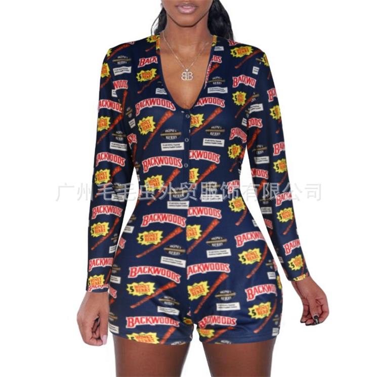 women for jumpsuit casual shorts jumpsuit long-sleeved