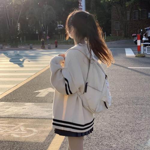 Top V-neck Outerwear Loose Sweater Knitted All-match Style