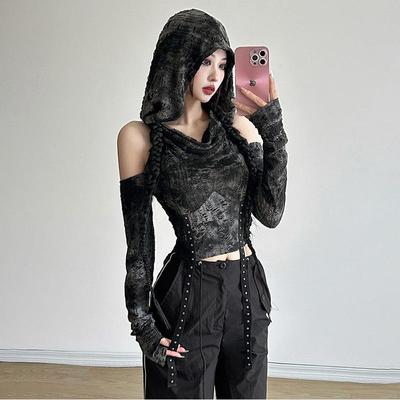 street hole off shoulder sexy tops mujer summer new hoodie