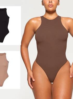 neck yoga short-sleeved elastic fabric bodysuit one-piece