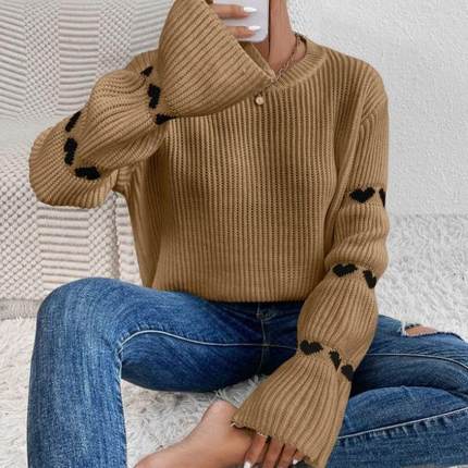 new winter autumn pullover long embroidered love neck round