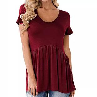 plain women t shirt summer tops regular sleeves loose long