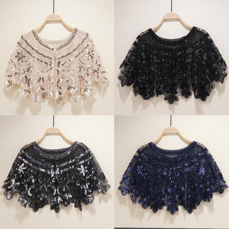 Sequined Shawl Mesh Cardigan Short Dress Ball Waistcoat