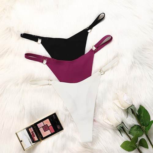 underpants -back ladies panties buckle metal silk ice waist