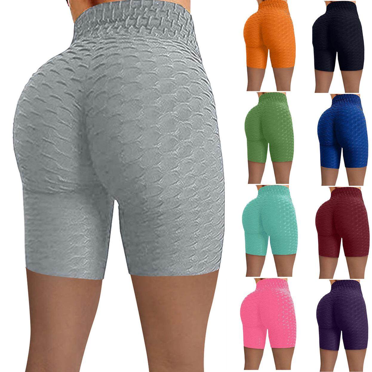 Solid color fabric cycling pants high elastic tight fitness
