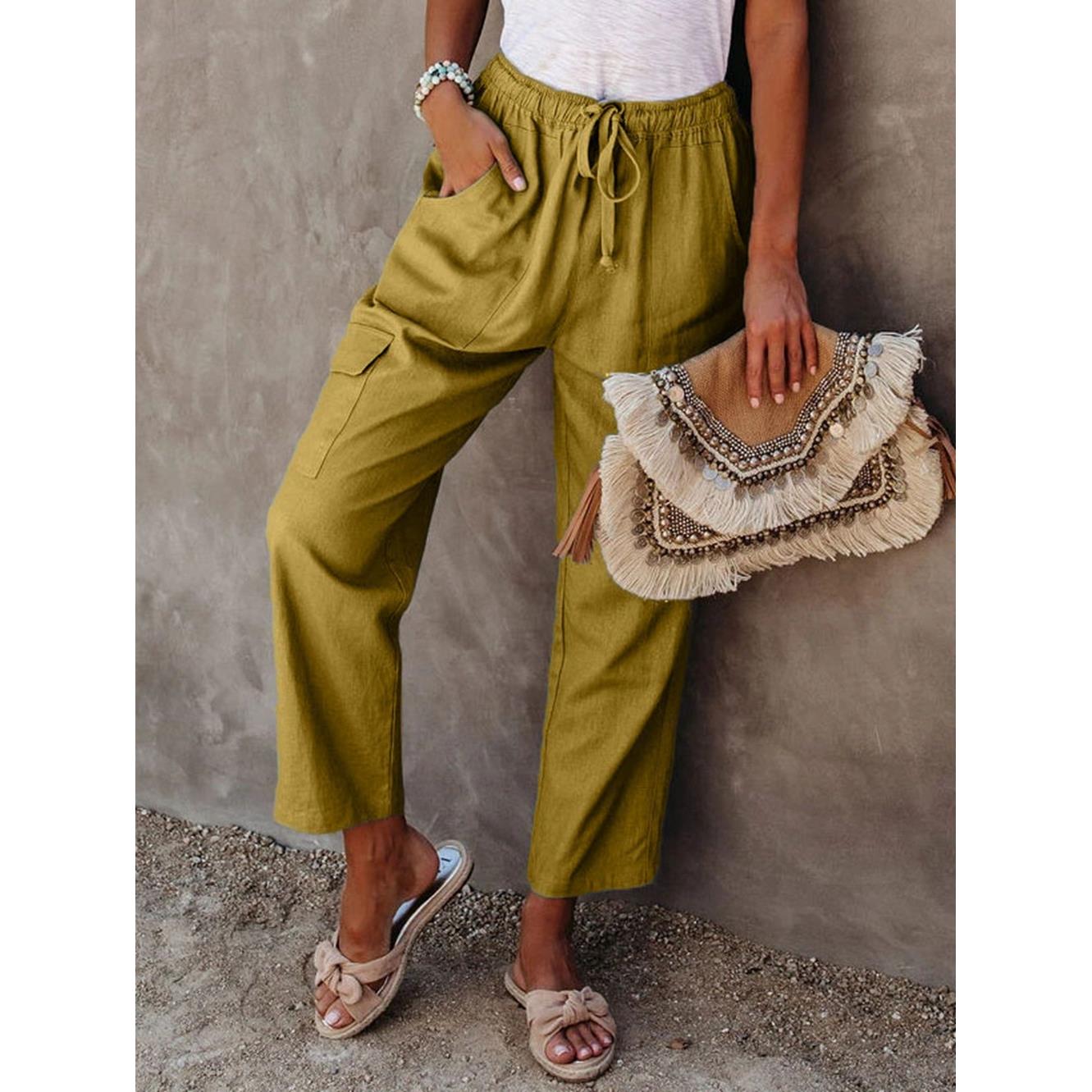 women for trousers leg straight pockets multiple with