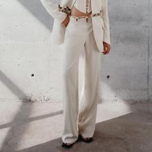 wide-leg personalized high woven pants hollow suit long