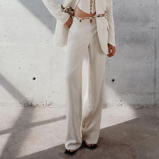 wide-leg personalized high woven pants hollow suit long