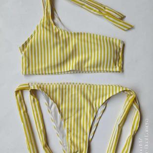 solid Ruffled piece color one ladies swimsuit bikini women