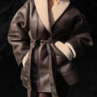 Fur Cashmere Belt Leather Composite Collar Womens Fashion