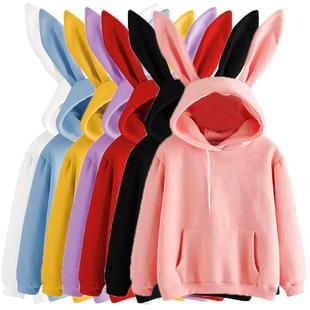 thick fleece hoodie women solid color soft warm lady with