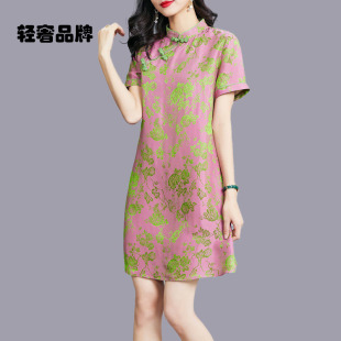 朗姿约定改良旗袍真丝连衣裙女夏季2026新款新中式桑蚕丝裙子