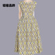 无袖 朗姿约定法式 新款 连衣裙女2026夏季 连身裙女 几何图案纯棉新款