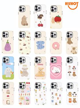 Hishot | JC可爱玩偶进口韩国单层菲林二合一jellycat适用于苹果iPhone15/14/13/16proMax半包韩国手机保护壳