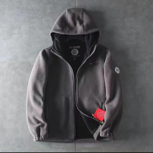 外贸摇粒绒外套同款加绒加厚休闲时尚保暖秋冬季连帽防寒棉服