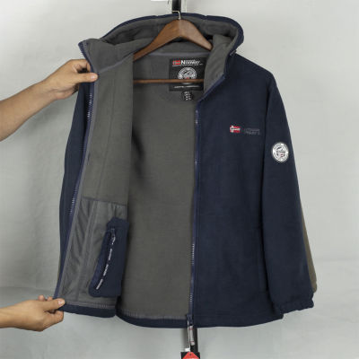 升级版出挪威外贸订单秋冬户外加绒加厚连帽男士摇粒绒外套潮