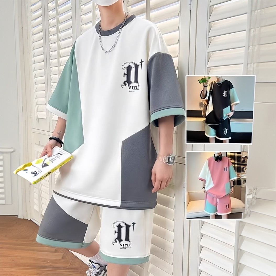 2025套装新款夏季华夫格帅气衣服短袖t恤短裤运动休闲潮牌男装,男装,休闲运动套装,淘宝优惠券,粉丝福利购,淘宝优惠卷