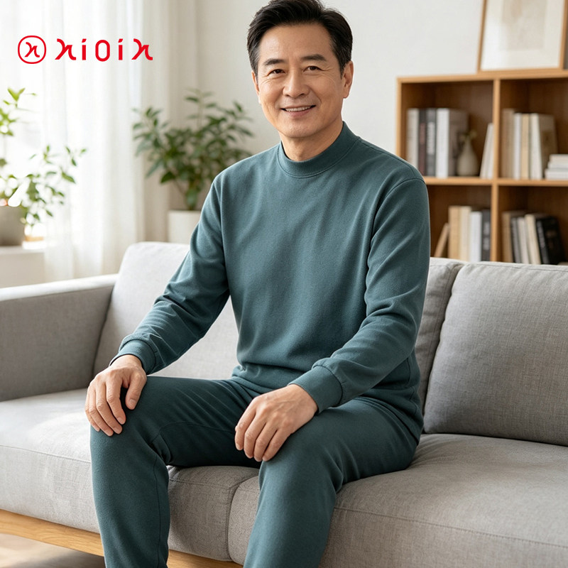 中老年男士纯棉高领保暖秋衣