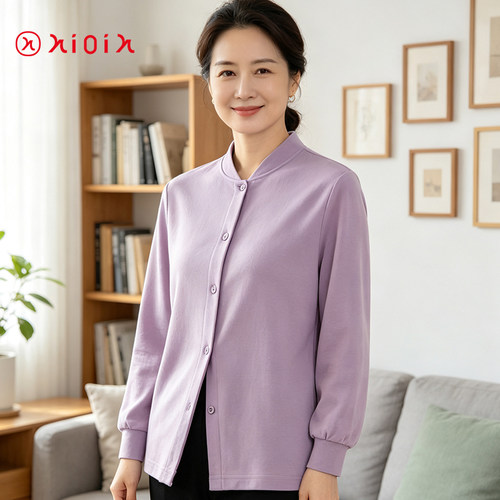 中老年纯棉开衫女长袖保暖上衣