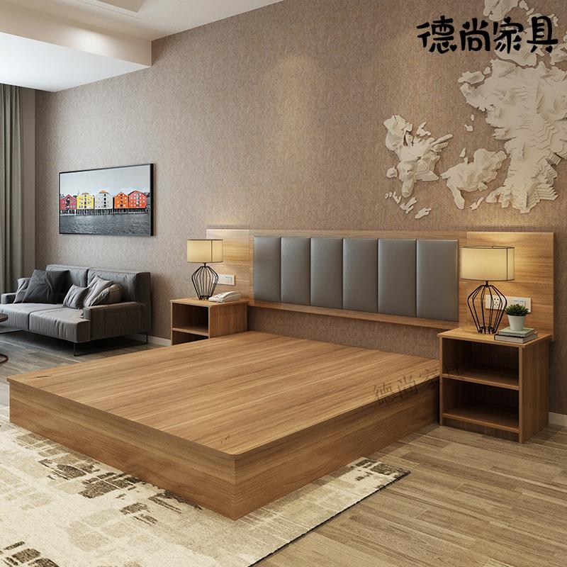 成都酒店宾馆家具成全套标间床单人套房单身公寓床箱架衣源头工厂图片