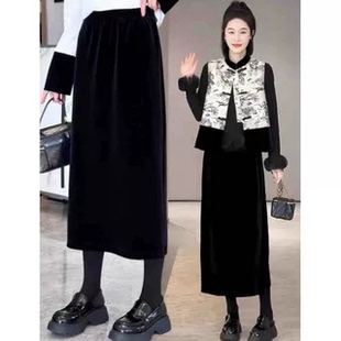 时装 9081花边半身裙9130 百搭加绒丝绒半身裙