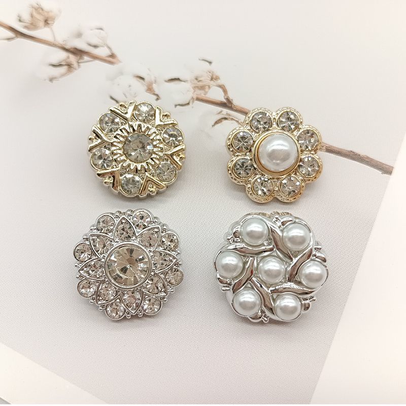 塑料纽扣毛呢大衣连衣裙外套服装饰品珍珠钮扣小香风镶钻带钻扣子