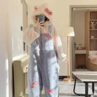 卡通连体珊瑚绒睡衣女2026冬款新款加厚毛绒连体衣家居服可外穿