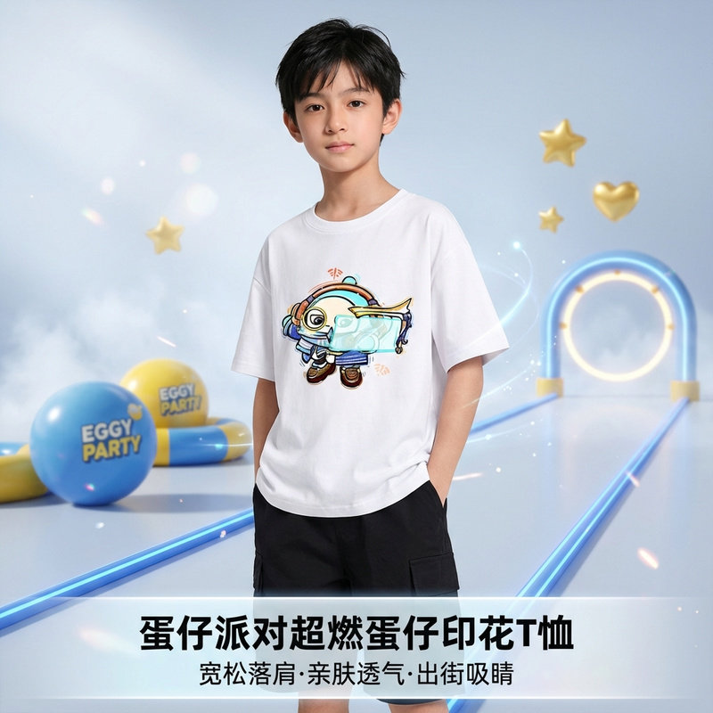 超燃蛋仔联名T恤男童印花儿童衣服蛋仔派对短袖童装蛋仔夏棉宽松
